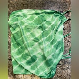 Cropped Green Tie Dye Cross Back Toe Top